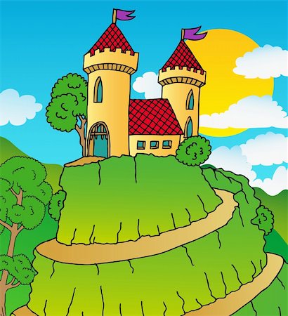 simsearch:400-04236782,k - Castle on hill - vector illustration. Photographie de stock - Aubaine LD & Abonnement, Code: 400-06474827