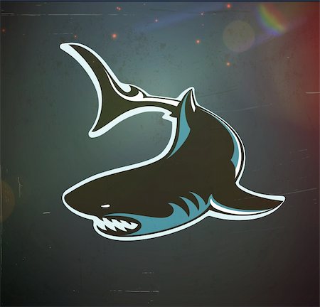 simsearch:400-06769146,k - Vector illustration of fun cartoon stylized angry shark turning in the water Stock Photo - Budget Royalty-Free & Subscription, Code: 400-06475720