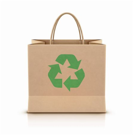 recycling fashion - Vector illustration of environmentally friendly paper shopping bag with paper handles and green recycle logo on the front Stock Photo - Budget Royalty-Free & Subscription, Code: 400-06475730