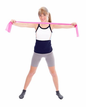Fit woman doing exercises with stretch band Foto de stock - Royalty-Free Super Valor e Assinatura, Número: 400-06476955