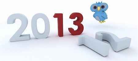 3D Render of a Cute Blue Bird Character  bringing in the new year Stock Photo - Budget Royalty-Free & Subscription, Code: 400-06477702