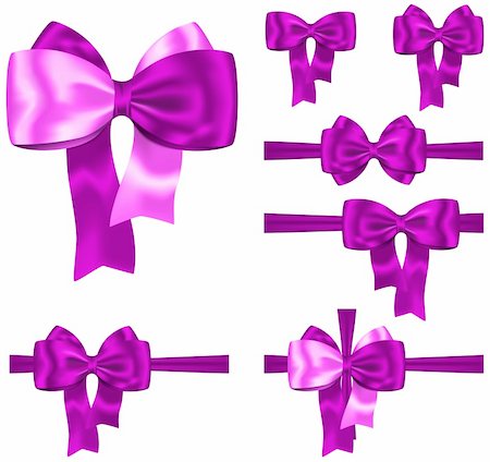packing fabric - Violet gift ribbon and bow set for decorations on white background. Vector Foto de stock - Super Valor sin royalties y Suscripción, Código: 400-06477745