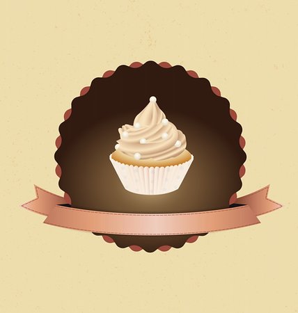 cupcake card in vintage style a retro 3 Stock Photo - Budget Royalty-Free & Subscription, Code: 400-06477947