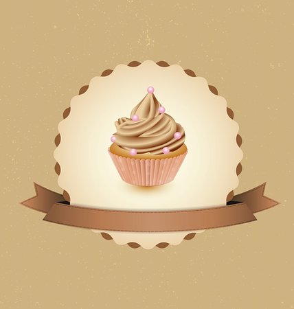 cupcake card in vintage style a retro 2 Stock Photo - Budget Royalty-Free & Subscription, Code: 400-06477948