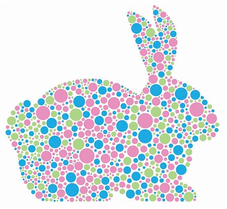 simsearch:400-06630484,k - Bunny Rabbit Silhouette in Pastel Colors Polka Dots Illustration Isolated on White Background Stock Photo - Budget Royalty-Free & Subscription, Code: 400-06477965
