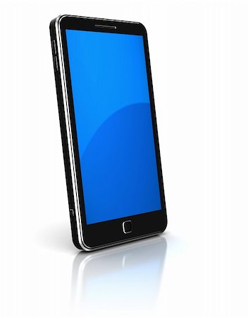 New mobile phone with blue screen isolated on a white background Photographie de stock - Aubaine LD & Abonnement, Code: 400-06478003