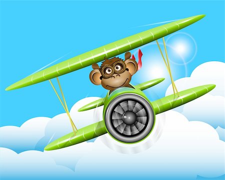 simsearch:400-07314532,k - illustration a brown monkey on a plane Stock Photo - Budget Royalty-Free & Subscription, Code: 400-06478149