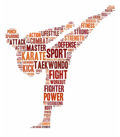 simsearch:400-06478182,k - Martial arts info-text graphics arrangement and word cloud. Martial arts and self defense concept. Stock Photo - Budget Royalty-Free & Subscription, Code: 400-06478157