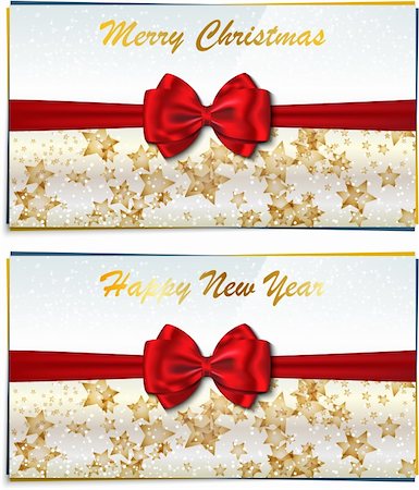 simsearch:400-05746178,k - Two luxury greeting cards congratulating winter holidays. Merry Christmas and Happy New Year letterings. Vector illustration Foto de stock - Super Valor sin royalties y Suscripción, Código: 400-06478273