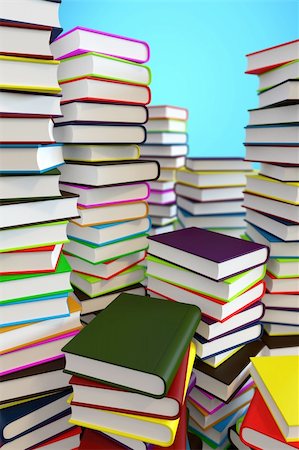High quality 3d image of big piles of books Stock Photo - Budget Royalty-Free & Subscription, Code: 400-06478378