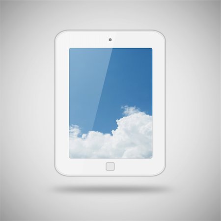 simsearch:400-07514574,k - Tablet pc on gray background Photographie de stock - Aubaine LD & Abonnement, Code: 400-06478425