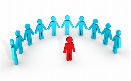 people circle network - Half a circle of human figures and one human figure in the middle Stock Photo - Budget Royalty-Free & Subscription, Code: 400-06478719