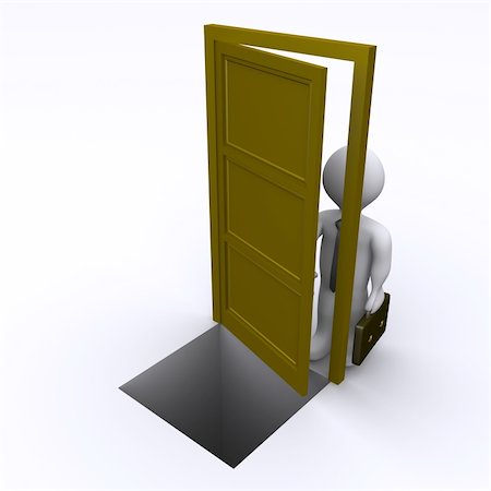 simsearch:400-06477542,k - 3d businessman is opening a door that has a gap behind it Stockbilder - Microstock & Abonnement, Bildnummer: 400-06478713