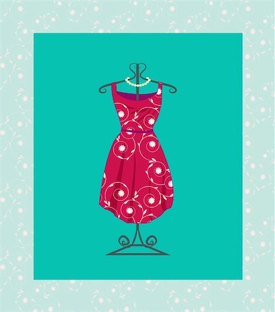 Retro 60s dress with clothes hanger Stock Photo - Budget Royalty-Free & Subscription, Code: 400-06478732
