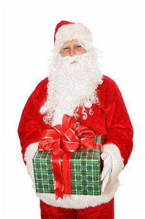 simsearch:400-04636742,k - Santa Claus holding christmas gift, isolated on white background. Foto de stock - Royalty-Free Super Valor e Assinatura, Número: 400-06478846