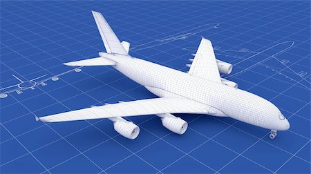 Commercial Aircraft Blueprint. Part of a series. Stock Photo - Budget Royalty-Free & Subscription, Code: 400-06478934