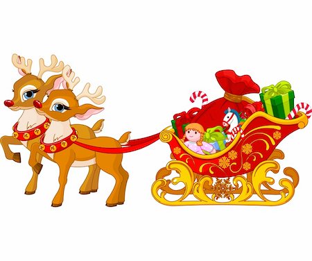 reindeer clip art - Sleigh of Santa Claus, ready for departure Stock Photo - Budget Royalty-Free & Subscription, Code: 400-06478950