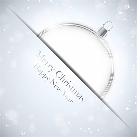 simsearch:400-06473585,k - Vector - Merry Christmas Happy New Year Ball Silver with Stars and Snowflakes Fotografie stock - Microstock e Abbonamento, Codice: 400-06479716