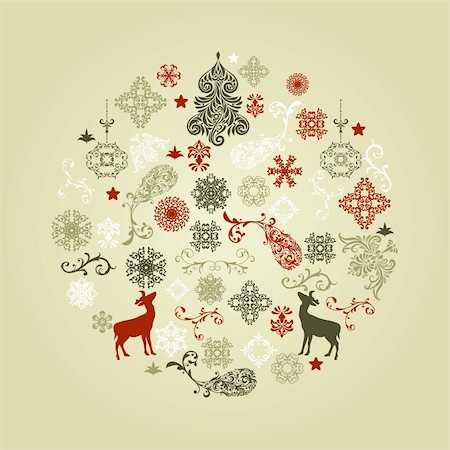 vector Christmas  ball  with christmas design elements, fully editable eps 8 file with clipping mask and patterns in swatch menu Stock Photo - Budget Royalty-Free & Subscription, Code: 400-06479990