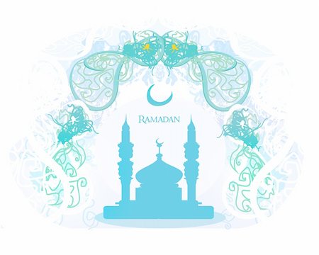Ramadan background - mosque silhouette vector card Stockbilder - Microstock & Abonnement, Bildnummer: 400-06471867