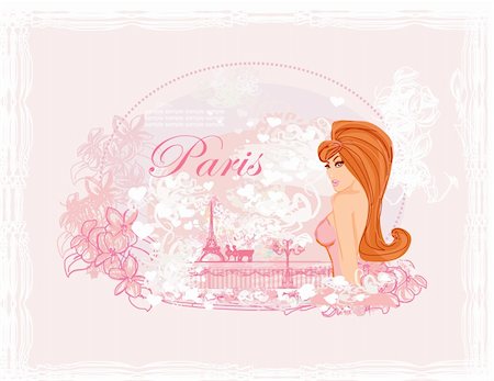 beautiful and sexy women Shopping in Paris - vector card Stockbilder - Microstock & Abonnement, Bildnummer: 400-06471886