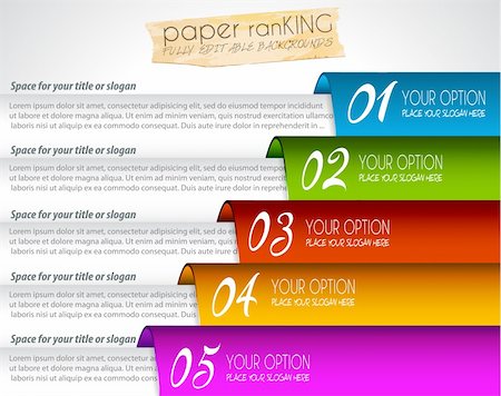 Mordern realistic paper tags for products ranking or classification graphs. Ideal for business infographics or presentations. Stock Photo - Budget Royalty-Free & Subscription, Code: 400-06471933
