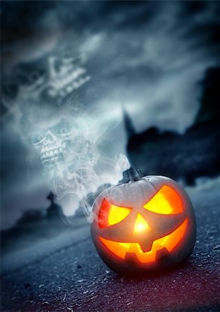 Halloween Background, Jack - O - Lantern in a spooky graveyard. Stock Photo - Budget Royalty-Free & Subscription, Code: 400-06471965