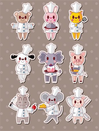 doodle hippopotamus - animal chef stickers Stock Photo - Budget Royalty-Free & Subscription, Code: 400-06471978