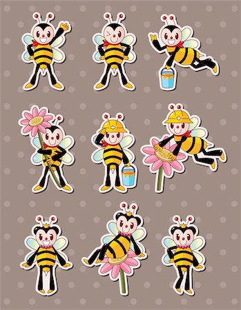 simsearch:400-04407926,k - cartoon bee boy stickers Fotografie stock - Microstock e Abbonamento, Codice: 400-06471981