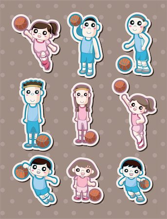 simsearch:400-06102709,k - cartoon basketball player stickers Stockbilder - Microstock & Abonnement, Bildnummer: 400-06472011