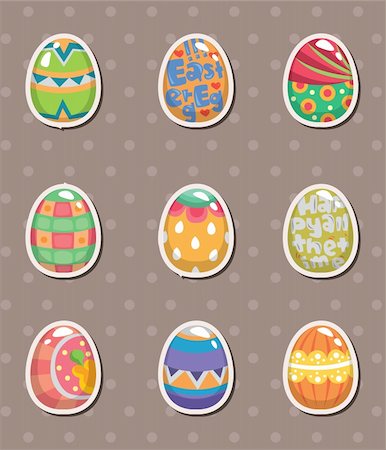 simsearch:400-04242338,k - cartoon Easter egg stickers Photographie de stock - Aubaine LD & Abonnement, Code: 400-06472321