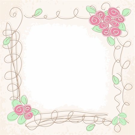 simsearch:400-05711303,k - Vector floral pink doodle frame. Romantik background Photographie de stock - Aubaine LD & Abonnement, Code: 400-06472453