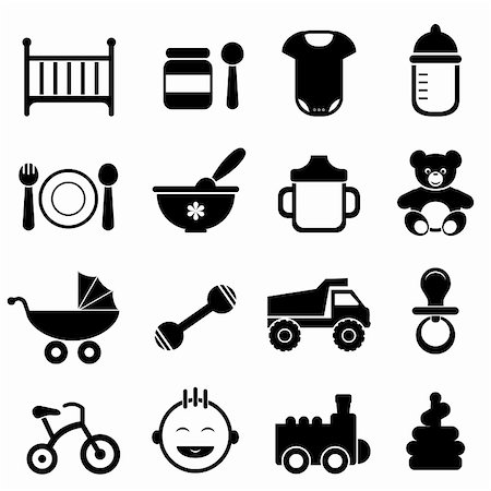 face icon black - Baby and newborn icon set in black Stock Photo - Budget Royalty-Free & Subscription, Code: 400-06472546