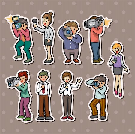 set of reporter people stickers Foto de stock - Super Valor sin royalties y Suscripción, Código: 400-06472578