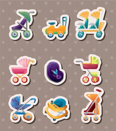 set of baby carriage stickers Stock Photo - Budget Royalty-Free & Subscription, Code: 400-06472588