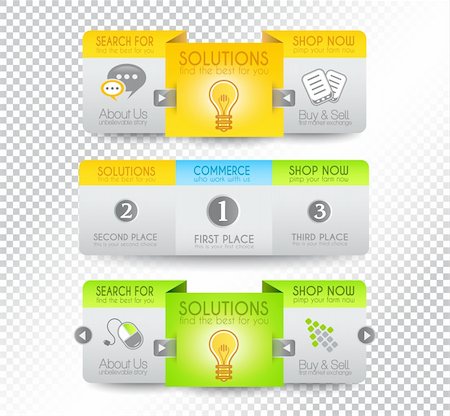 Collection of web elements, menu item, carousel, icons, ribbons, template for headers, footers,bar, side bar and so on. Stock Photo - Budget Royalty-Free & Subscription, Code: 400-06472598