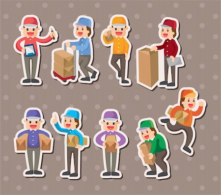 Express delivery people stickers Stock Photo - Budget Royalty-Free & Subscription, Code: 400-06472599