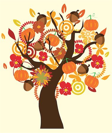 vector fall tree Stock Photo - Budget Royalty-Free & Subscription, Code: 400-06472786