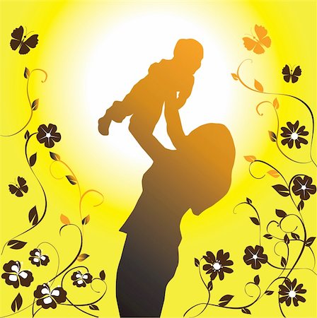 parent holding hands child silhouette - vector mother holding a child Stock Photo - Budget Royalty-Free & Subscription, Code: 400-06472797
