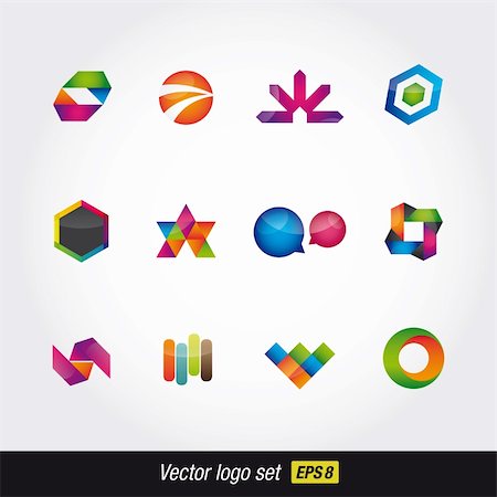 glossy and colorful logo and icons template vector Stock Photo - Budget Royalty-Free & Subscription, Code: 400-06472870