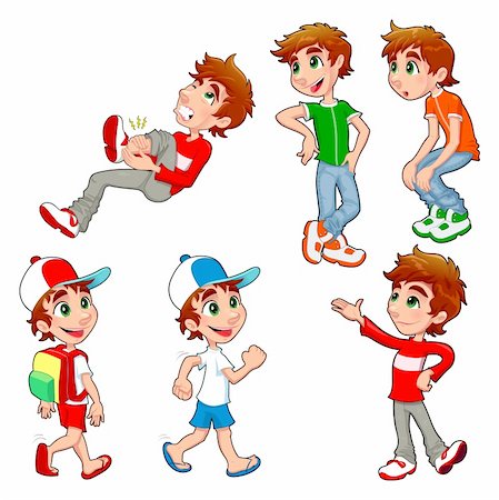 Boy in different poses and expressions.  Vector isolated characters. Photographie de stock - Aubaine LD & Abonnement, Code: 400-06472925
