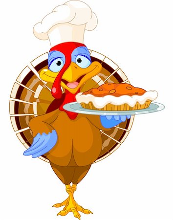 Thanksgiving turkey serving pumpkin pie Stock Photo - Budget Royalty-Free & Subscription, Code: 400-06472958