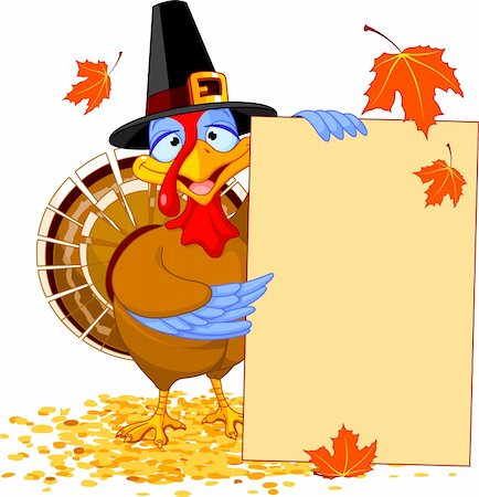 Thanksgiving Turkey holding Holiday Note Stock Photo - Budget Royalty-Free & Subscription, Code: 400-06472959