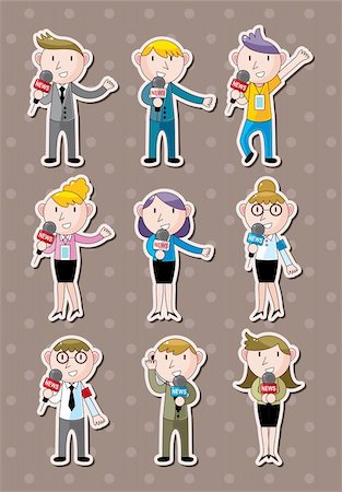 set of reporter people stickers Stock Photo - Budget Royalty-Free & Subscription, Code: 400-06472975