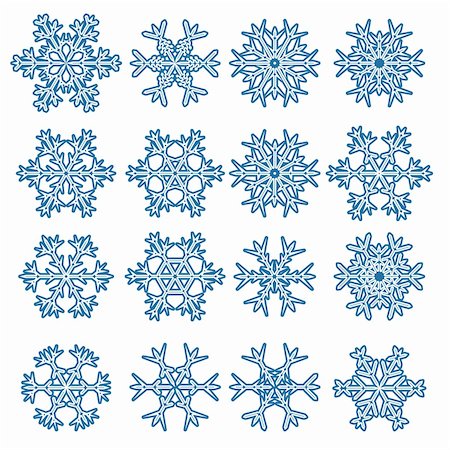 set of snowflakes isolated on white Fotografie stock - Microstock e Abbonamento, Codice: 400-06473013