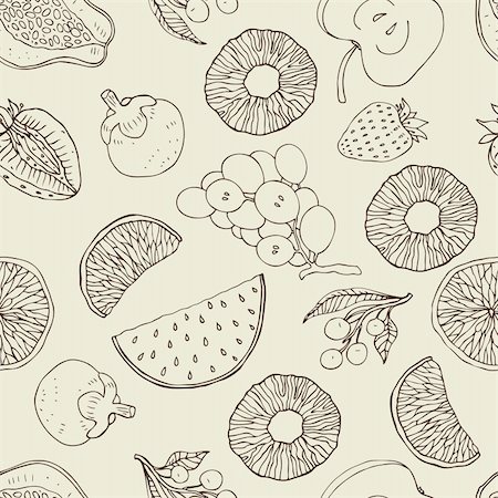 passion fruit - Seamless background with fruits. Vector illustration pattern. Photographie de stock - Aubaine LD & Abonnement, Code: 400-06473073