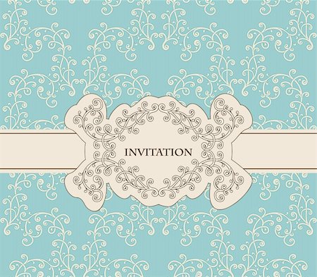 damask vector - vector invitation on floral frame and seamless floral pattern, fully editable eps 8 file with clipping masks and seamless pattern in swatch menu Stock Photo - Budget Royalty-Free & Subscription, Code: 400-06473139