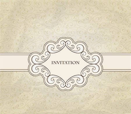 vector invitation on floral frame and seamless floral pattern crumpled paper texture, fully editable eps 10 file with clipping masks and seamless pattern in swatch menu Stock Photo - Budget Royalty-Free & Subscription, Code: 400-06473143
