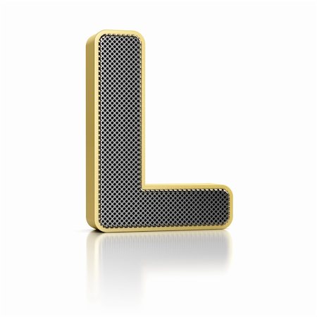 simsearch:400-06513754,k - The letter L as a perforated metal object over white Stock Photo - Budget Royalty-Free & Subscription, Code: 400-06473186