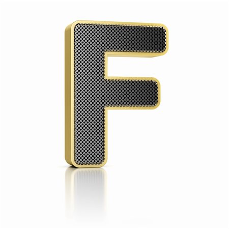 The letter F as a perforated metal object over white Stock Photo - Budget Royalty-Free & Subscription, Code: 400-06473180